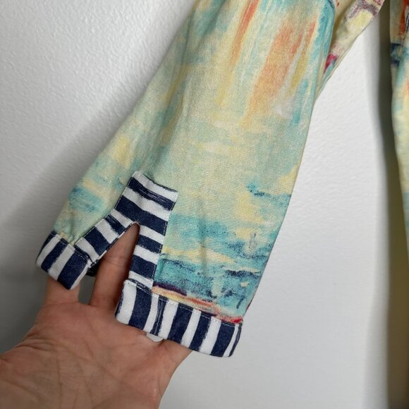 Chicos Tunic Top Size L Harbor Watercolor - Picture 5 of 12